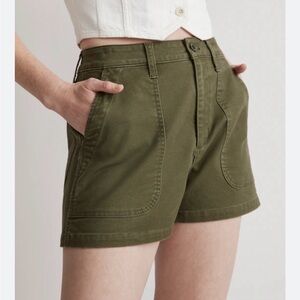 Madewell Perfect Vintage Fatigue Shorts Size 25 Olive Green High Rise